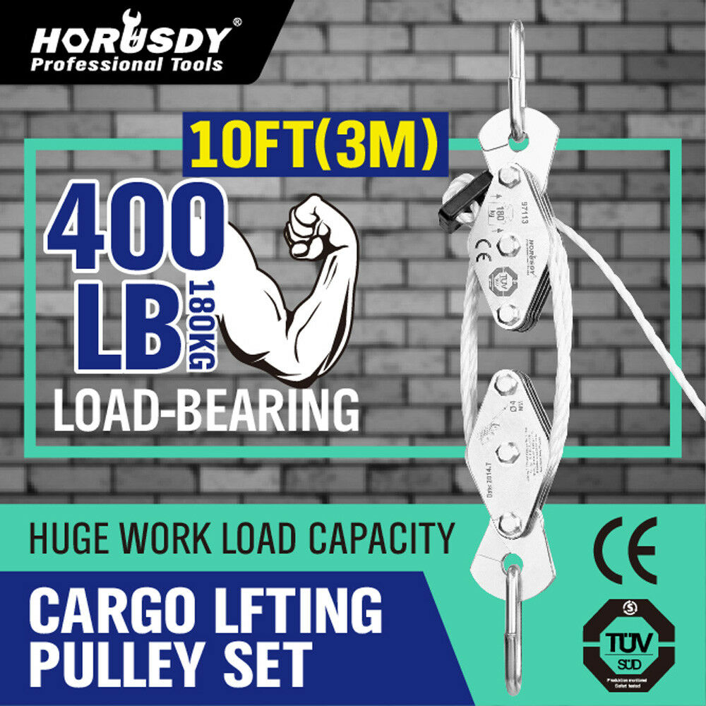 180 Kg Poly Rope Hoist Pulley Wheel Block And Tackle 400lb Puller Lift Tools New