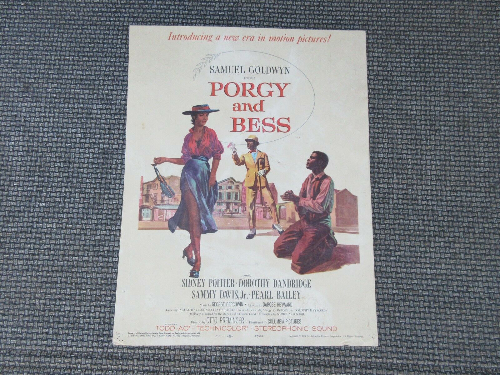 1959 Porgy And Bess Movie Window Card/poster (sidney Poitier, Dorothy Dandridge)