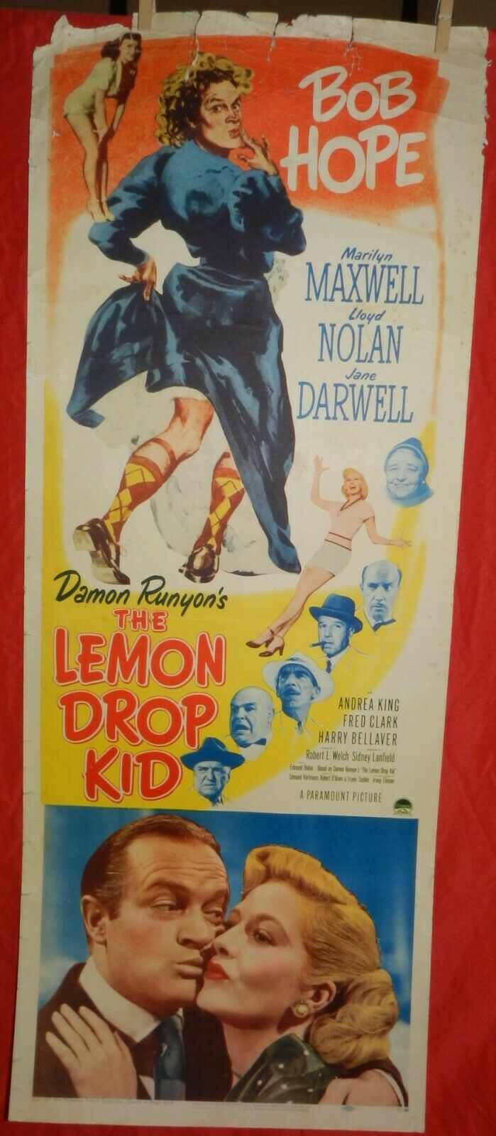 1 Vintage Insert Movie Poster For The Lemon Drop Kid, 1951, Bob Hope, M. Maxwell