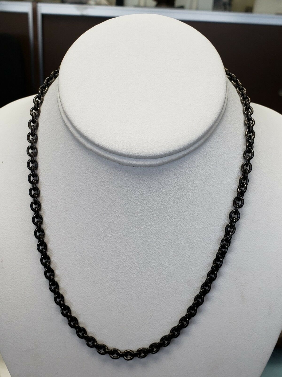 Rolo Blackened Oxidized Sterling Silver Chains 24"