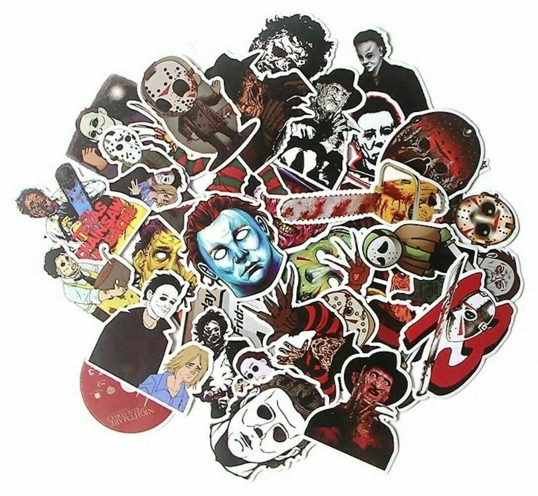 Classic Movie Horror Characters Assorted Skateboard Stickers Lot Of 37 Pieces