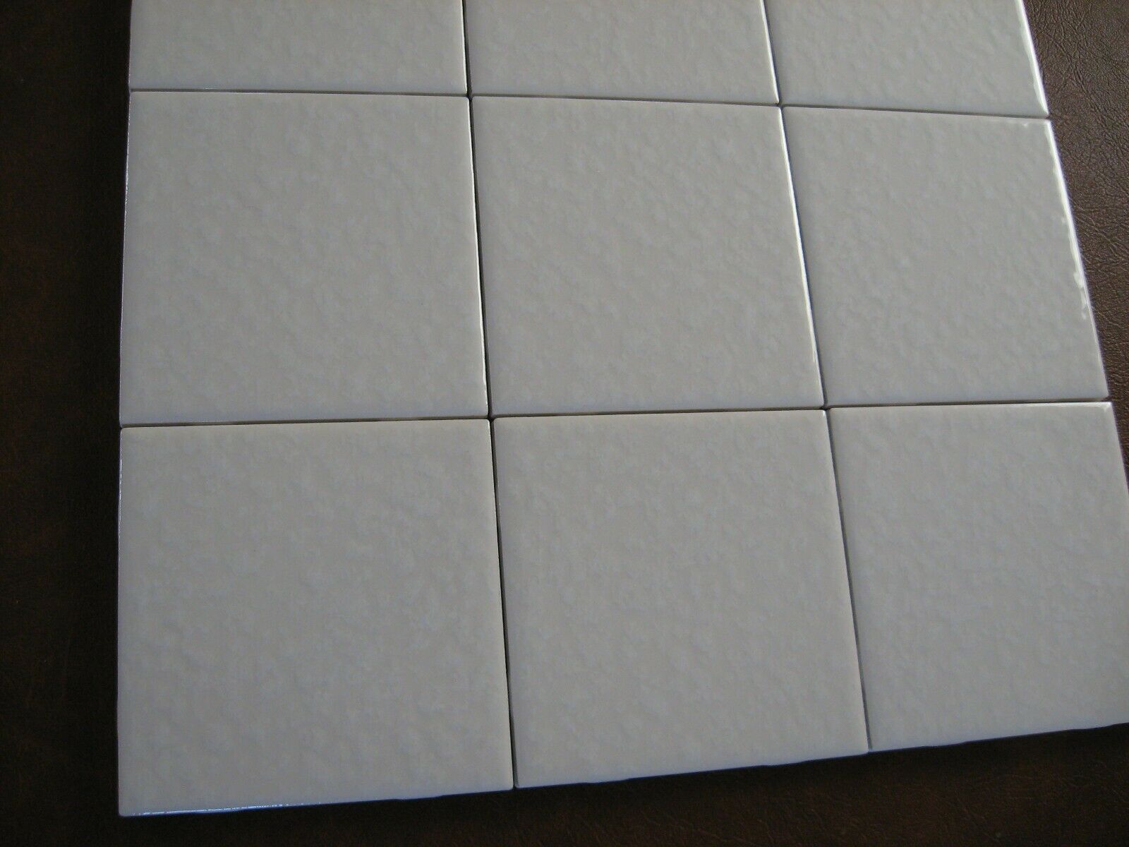 Unused Dal Tile Mayan White On White Field Tile 4-1/4 X 4-1/4 Bumpy Splatter