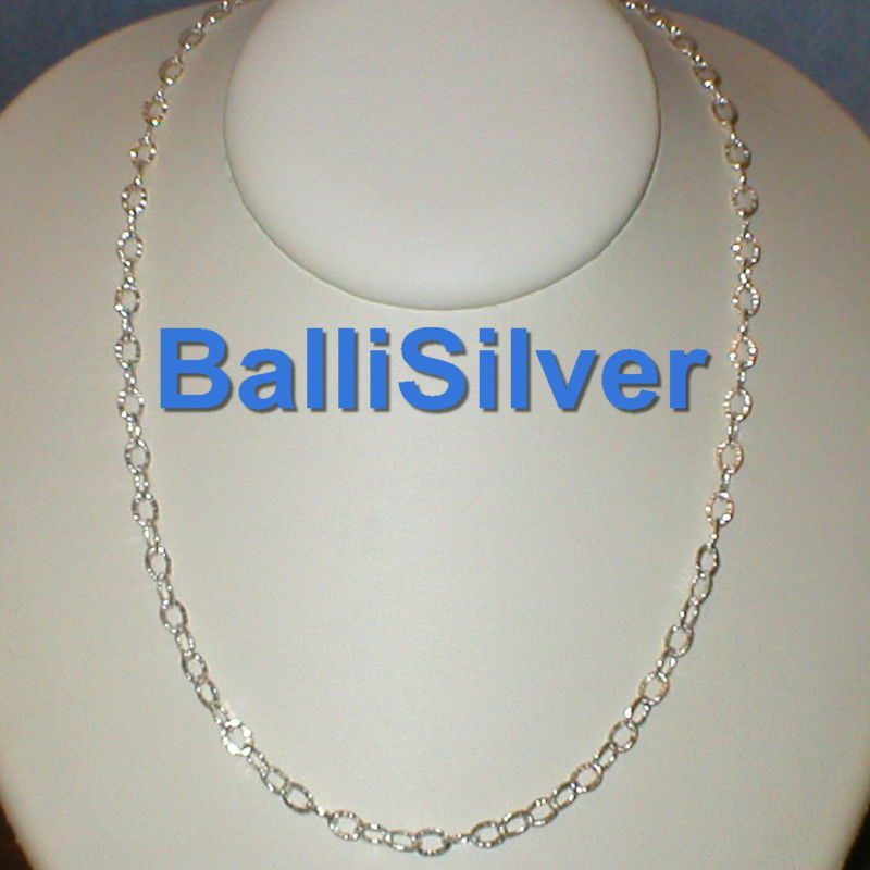 3 Silver 925 4x6mm Thick Hammered Oval Cable Chains 24"