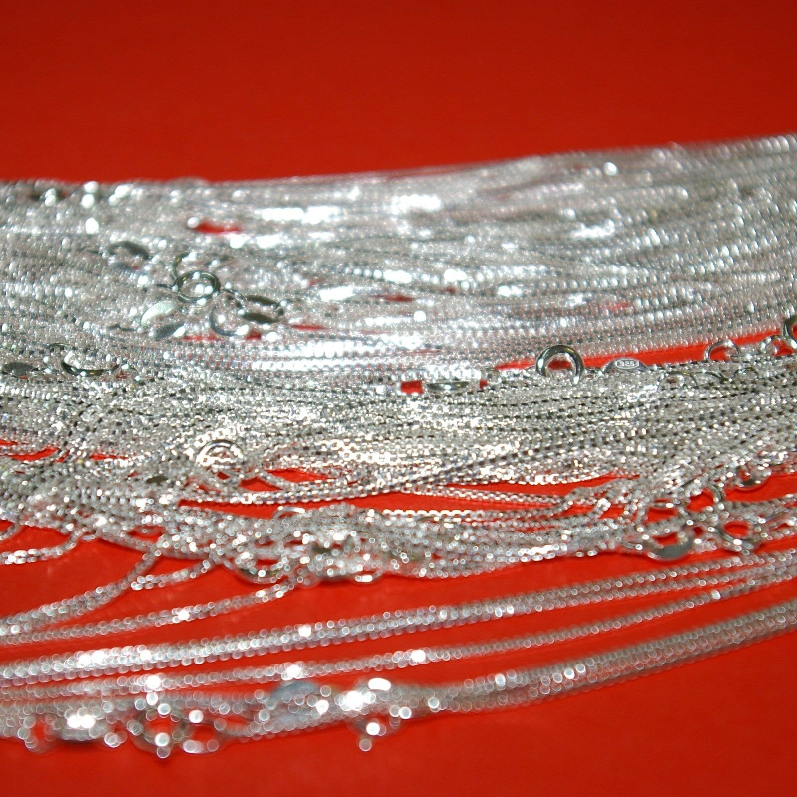 60 Pieces Sterling Silver 925 18" 45cm Box 015 Chain Necklaces Wholesale Lot